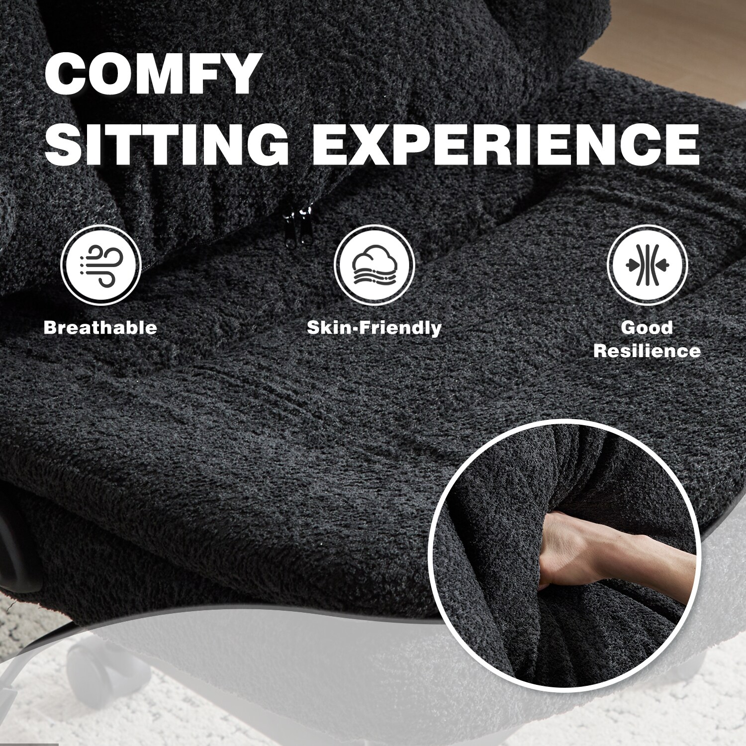 Ergonomic Office Chair With 2-in-1 Flip-Up Back, 25" Wide Seat, Airbag Lumbar Support, Flip-Up Armrests, Height Adjustable Towel Fabric Desk Chair_maomaolike.com
